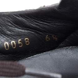 Pre Owned Louis Vuitton Brown Leather And Canvas Low Top Sneakers Size 40.5