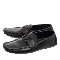 Pre Owned Louis Vuitton Black Leather Monte Carlo Loafers Size 42.5