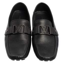 Pre Owned Louis Vuitton Black Leather Monte Carlo Loafers Size 42.5