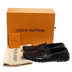 Pre Owned Louis Vuitton Black Leather Monte Carlo Loafers Size 42.5