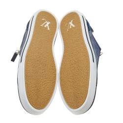 مملوكة مسبقًا حذاء رياضي لوي فيتون أدفينتشر سويدي وجلد دامييه أزرق بسحاب عل وي عنق مرتفع مقاس 45.5