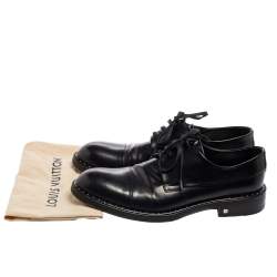 Pre Owned Louis Vuitton Black Leather Lace Up Derby Size 42