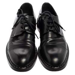 Pre Owned Louis Vuitton Black Leather Lace Up Derby Size 42