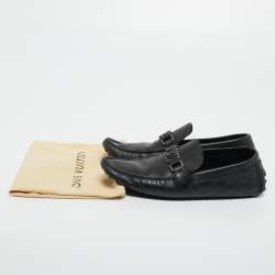 Louis Vuitton Black Leather Damier Infini Hockenheim Slip On Loafers Size 41 
