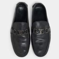 Louis Vuitton Black Leather Damier Infini Hockenheim Slip On Loafers Size 41 