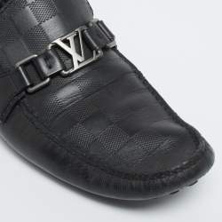 Louis Vuitton Black Leather Damier Infini Hockenheim Slip On Loafers Size 41 