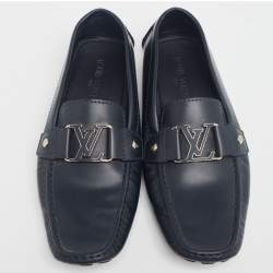 مملوكة مسبقًا Louis Vuitton Midnight Blue Leather Monte Carlo Loafers Size 42