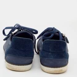 مملوكة مسبقًا Louis Vuitton Blue Damier Nubuck Leather and Suede Aventure Zip Up Sneakers Size 43