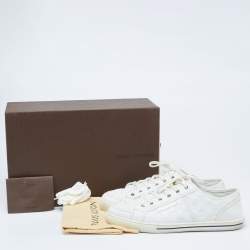 Pre Owned Louis Vuitton White Damier Leather Offshore Low-Top Sneakers Size 42