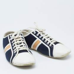 Louis Vuitton Navy Blue/White Canvas and Leather Low Top Sneakers Size 42.5