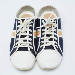 Louis Vuitton Navy Blue/White Canvas and Leather Low Top Sneakers Size 42.5