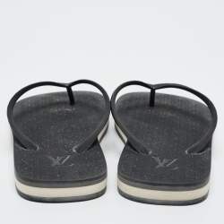 Pre Owned Louis Vuitton Black Rubber Thong Flat Sandals Size  40.5