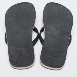 Pre Owned Louis Vuitton Black Rubber Thong Flat Sandals Size  40.5
