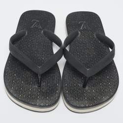 Pre Owned Louis Vuitton Black Rubber Thong Flat Sandals Size  40.5