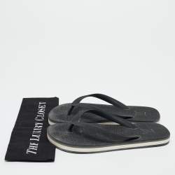 Pre Owned Louis Vuitton Black Rubber Thong Flat Sandals Size  40.5