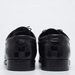 Louis Vuitton Black Damier Embossed Leather Lace-Up Derby Size 43
