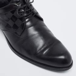Louis Vuitton Black Damier Embossed Leather Lace-Up Derby Size 43