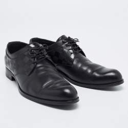 Louis Vuitton Black Damier Embossed Leather Lace-Up Derby Size 43