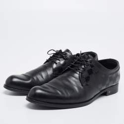 Louis Vuitton Black Damier Embossed Leather Lace-Up Derby Size 43