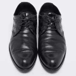 Louis Vuitton Black Damier Embossed Leather Lace-Up Derby Size 43