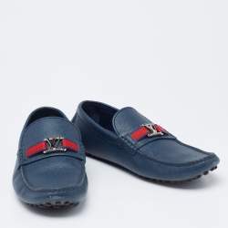 Pre Owned Louis Vuitton Blue Leather Monte Carlo Loafers Size 41.5