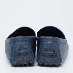 Pre Owned Louis Vuitton Blue Leather Monte Carlo Loafers Size 41.5