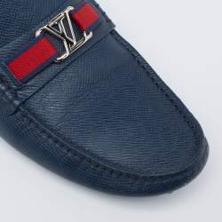 Pre Owned Louis Vuitton Blue Leather Monte Carlo Loafers Size 41.5