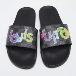 مملوكة مسبقًا Louis Vuitton Black Damier  Canvas Waterfront Sclipse Flat Sandals Size 42.5  