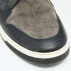 Pre Owned Louis Vuitton Black/Grey Damier Leather And Suede Propeller High Top Sneakers Size 43