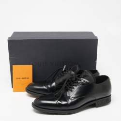 Pre Owned حذاء ديربي لوي فيتون جلد أسود برباط مقاس 42