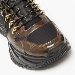 Louis Vuitton Black/Brown Monogram Canvas and Mesh Run Away Pulse Sneakers Size 41.5