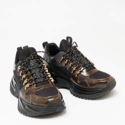 Louis Vuitton Black/Brown Monogram Canvas and Mesh Run Away Pulse Sneakers Size 41.5