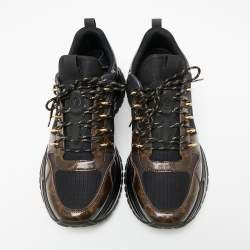 Louis Vuitton Black/Brown Monogram Canvas and Mesh Run Away Pulse Sneakers Size 41.5