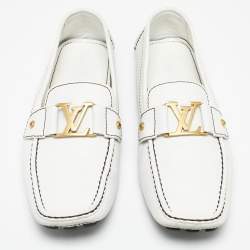 Pre Owned Louis Vuitton White Leather Monte Carlo Loafers Size 44