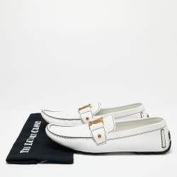 Pre Owned Louis Vuitton White Leather Monte Carlo Loafers Size 44