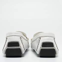 Pre Owned Louis Vuitton White Leather Monte Carlo Loafers Size 44