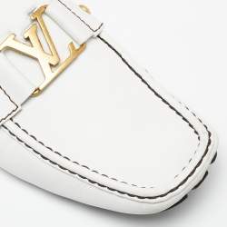 Pre Owned Louis Vuitton White Leather Monte Carlo Loafers Size 44