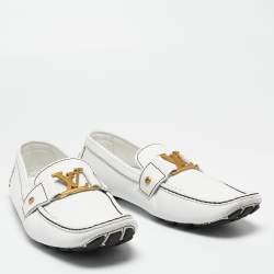 Pre Owned Louis Vuitton White Leather Monte Carlo Loafers Size 44