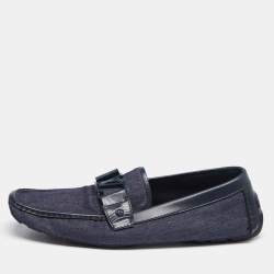 Pre Owned Louis Vuitton Blue Denim Monte Carlo Loafers Size 43.5