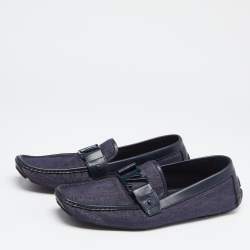Pre Owned Louis Vuitton Blue Denim Monte Carlo Loafers Size 43.5