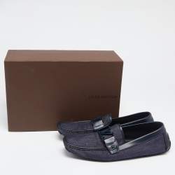 Pre Owned Louis Vuitton Blue Denim Monte Carlo Loafers Size 43.5