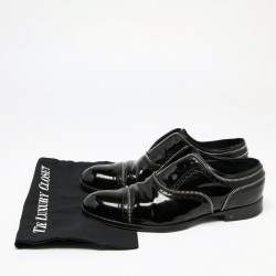 مملوكة مسبقًا Louis Vuitton Black Brogue Patent Leather Zip Trim Lace-Up Oxfords Size 42
