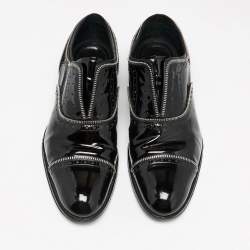 مملوكة مسبقًا Louis Vuitton Black Brogue Patent Leather Zip Trim Lace-Up Oxfords Size 42