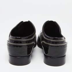 مملوكة مسب قًا Louis Vuitton Black Brogue Patent Leather Zip Trim Lace-Up Oxfords Size 42