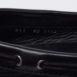 Louis Vuitton Black Leather Logo Bow Slip On Loafers Size 45