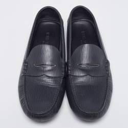 Pre Owned حذاء لوفرز لوي فيتون جلد رصاصي داكن سليب أون مقاس 44