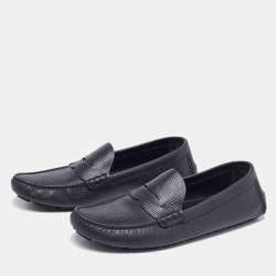 Pre Owned حذاء لوفرز لوي فيتون جلد رصاصي داكن سليب أون مقاس 44