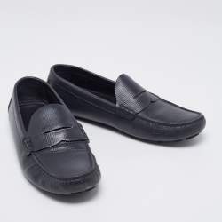 Pre Owned حذاء لوفرز لوي فيتون جلد رصاصي داكن سليب أون مقاس 44