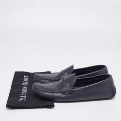 Pre Owned حذاء لوفرز لوي فيتون جلد رصاصي داكن سليب أون مقاس 44