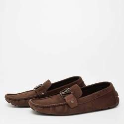 Louis Vuitton Brown Suede  Monte Carlo Slip on Loafers Size 44.5